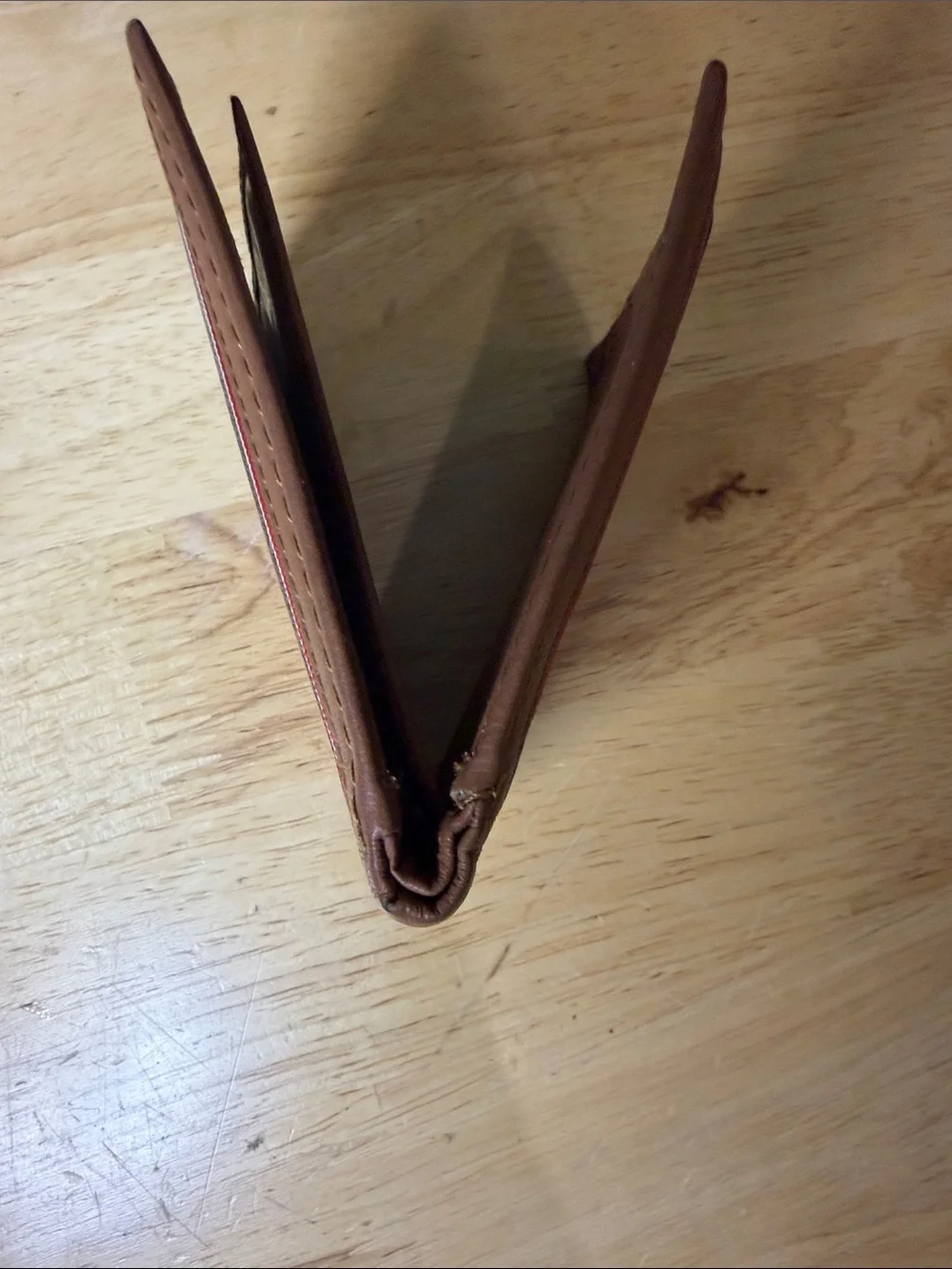 Tommy Hilfiger Brown Leather Card & Key Holder with Red-White-Blue Stripe